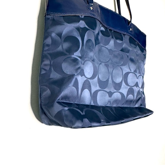 Coach | Blue Signature Laura Nylon Patent Leather Tote Bag - Picture 10 of 16